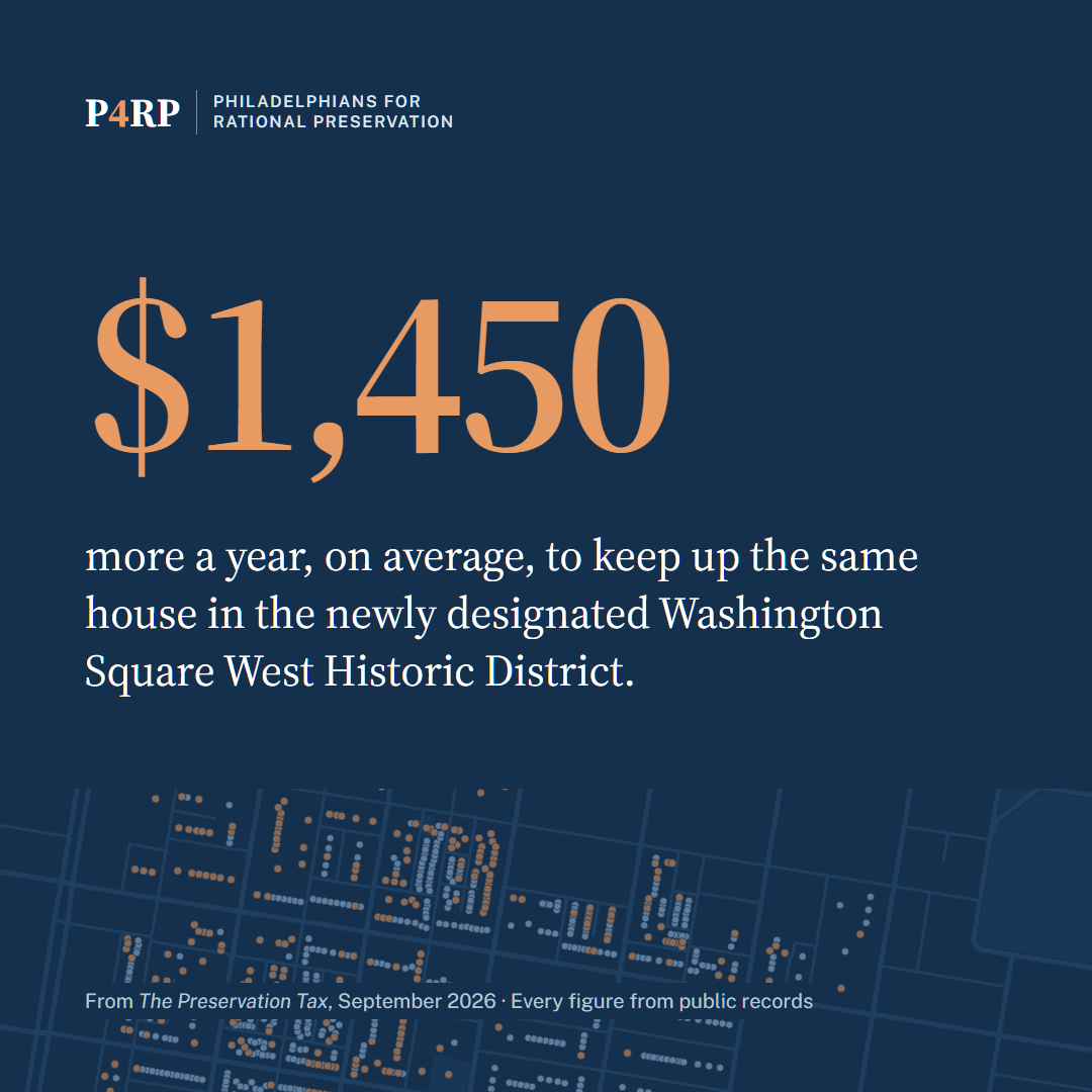 $1,450 more a year, on average, to keep up the same house in the newly designated Washington Square West Historic District.